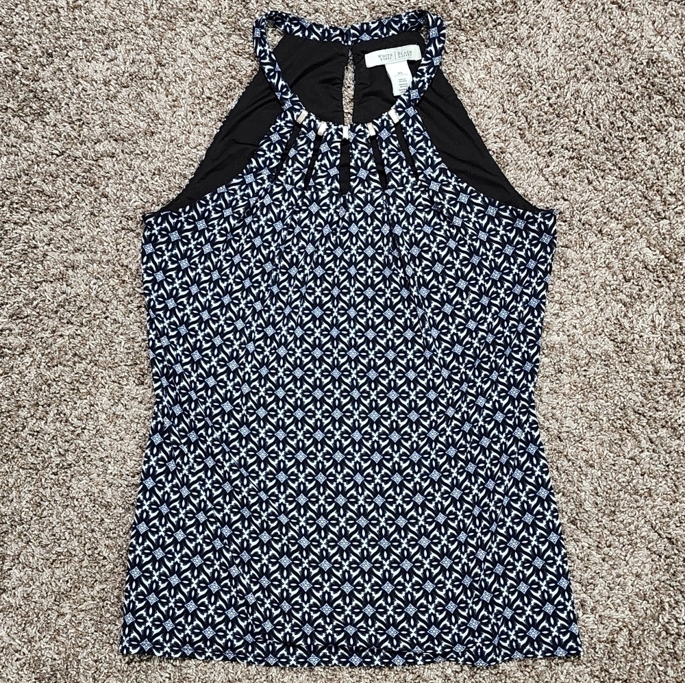 White House Black Market blue Spring Summer halter tank XS like new. - Picture 2 of 11